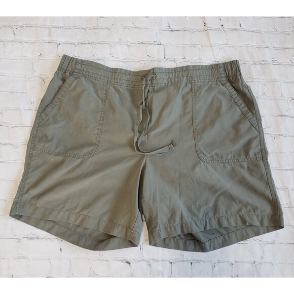 Talbots Womens 2X Military Green Shorts With Elastic Waist - Picture 1 of 5